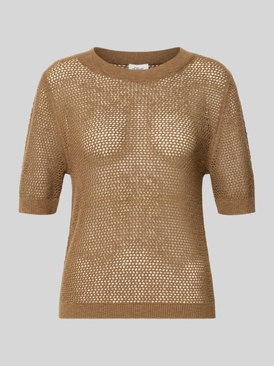 Produktfoto, Regular Fit Pullover aus Baumwoll-Mix von s.Oliver RED LABEL in Braun, Lochstrick-Optik mit feiner Struktur und kurzen Ärmeln
