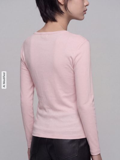s.Oliver RED LABEL Langarmshirt mit abgerundetem Saum Rose 3