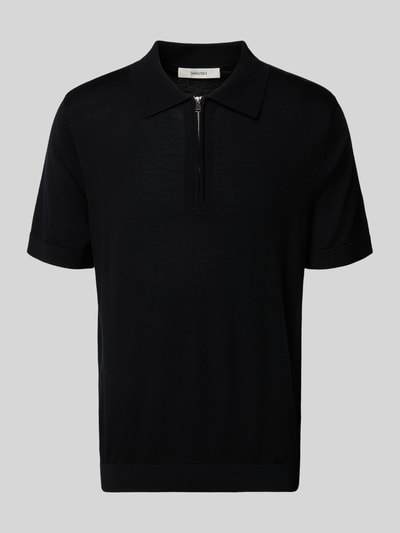 Produktfoto, Regular Fit Poloshirt aus reiner Wolle Modell 'TRAY' von SELECTED HOMME in Unifarben Optik, Strick, kurzer Polokragen, gerippte Abschlüsse