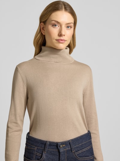 Tom Tailor Regular Fit Rollkragenpullover aus Baumwoll-Viskose-Mix Taupe 3
