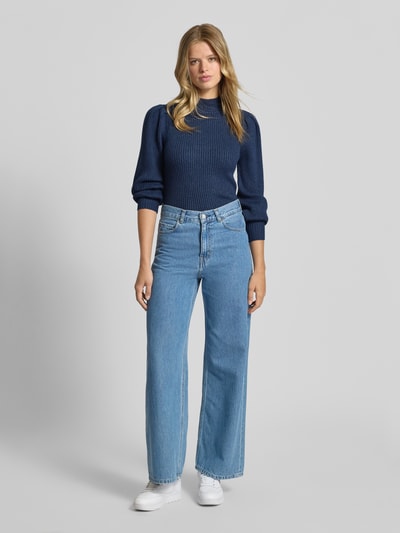 Only Sweter z dzianiny o kroju regular fit z mieszanki wiskozy model ‘KATIA’ Granatowy 1