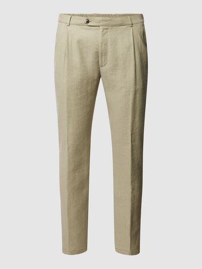 Windsor Leinenhose mit Bundfalten Modell 'Floro' Gruen 2