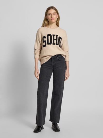 ZABAIONE Sweter z dzianiny z okrągłym dekoltem model ‘Cl44ara’ Beżowy 1