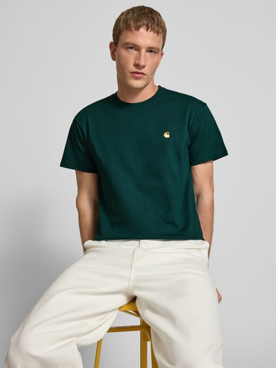 Carhartt Work In Progress T-Shirt mit Label-Stitching und Rundhalsausschnitt Dunkelgruen 3