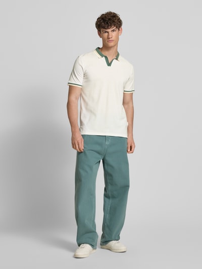 Blend Regular Fit Poloshirt mit V-Ausschnitt Modell 'Evo' Weiss 1