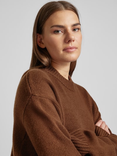 Jake*s Casual Strickpullover aus Woll-Kaschmir mit gerippten Abschlüssen Mittelbraun 3