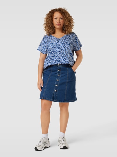 Esprit Curvy PLUS SIZE T-Shirt mit Allover-Muster Blau 1