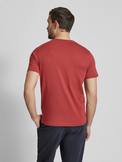 Lerros T-shirt met geribde ronde hals Rood - 5