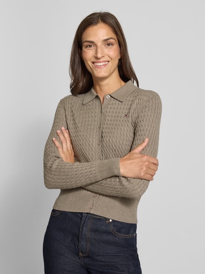 Tommy Hilfiger Regular Fit Strickjacke aus Baumwoll-Mix Taupe 3