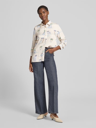 Emily Van den Bergh Regular Fit Bluse mit Manschetten Beige 1