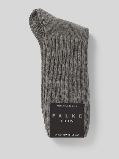 Falke Socken aus Schurwoll-Mix mit Label-Detail Modell 'Nelson' Anthrazit 3