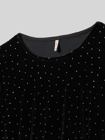 Only Tailliertes Langarmkleid mit Ziersteinen besetzt Modell 'VELLA' Black 2