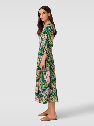 Weekend Max Mara Midi-jurk van pure zijde met all-over motief, model 'JUPITER' Groen - 4