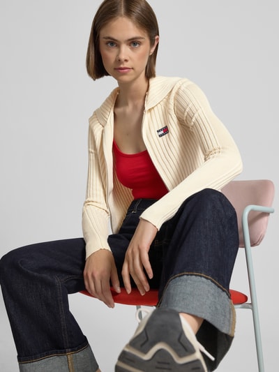 Tommy Jeans Slim fit gebreid jack met raglanmouwen Offwhite - 3