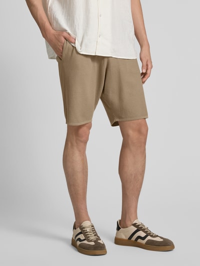 Christian Berg Men Sweatshorts mit Strukturmuster Taupe 4