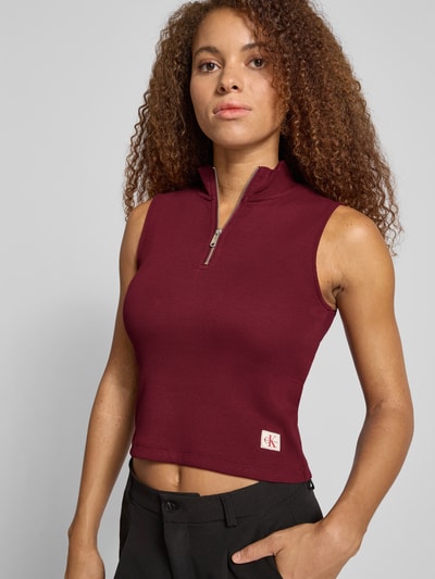 Calvin Klein Jeans Top mit Stehkragen und Reißverschluss Bordeaux 3