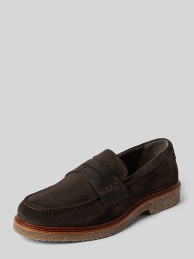 Marc O'Polo Loafer aus Rindsvelours mit Kreppsohle Dunkelbraun 1