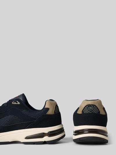 Produktfoto, Sneaker aus Leder-Mix mit Logo-Detail Modell 'Parry' von Bugatti, Herren Sneaker, dunkelblau-beige, profilierte Sohle, Schnürverschluss, abgerundete Passform, Absatzhöhe 6 cm, Schafthöhe 7 cm, Schaftweite 8 cm