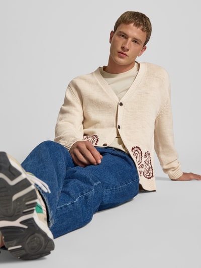 REVIEW Gebreid jack met V-hals Ecru - 3