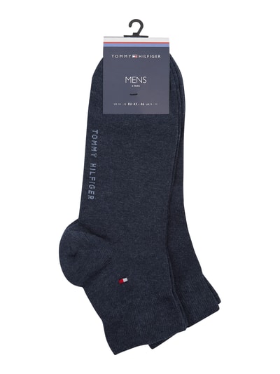 Tommy Hilfiger Sneakersocken mit Label-Detail im 2er-Pack Modell '2ER QUARTER' Jeansblau 2