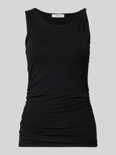 Produktfoto, Trägertop mit Knotendetail Modell 'KIA' von Topshop aus schwarzem Baumwoll-Elasthan-Mix, Slim Fit, glatte Textur, Damen