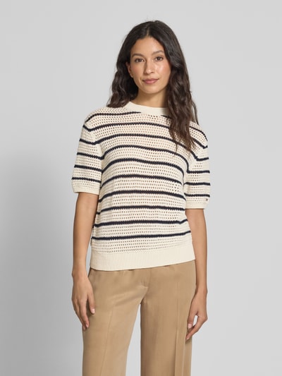 Tommy Hilfiger Regular Fit Häkelpullover aus Baumwoll-Mix Sand 4