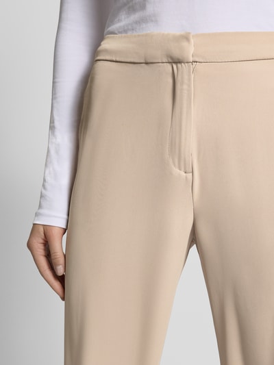 Review High Waist Stoffhose mit Knopf-, Haken- und Reißverschluss Beige 3