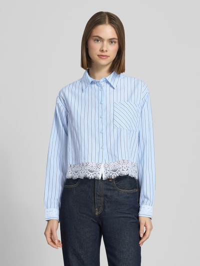 ONLY Boxy fit Blouse met lange mouwen van puur katoen Model 'KHALIDA' Lichtblauw - 4