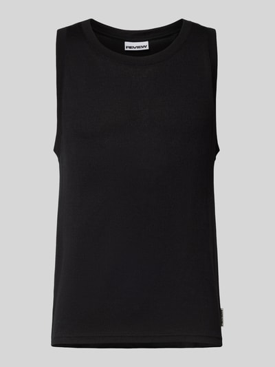 REVIEW Tanktop met ronde hals en labeldetail Zwart - 2