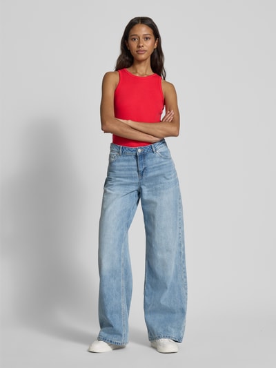 Pieces Regular Fit Tank Top in Rippoptik Modell 'RUKA' Rot 1