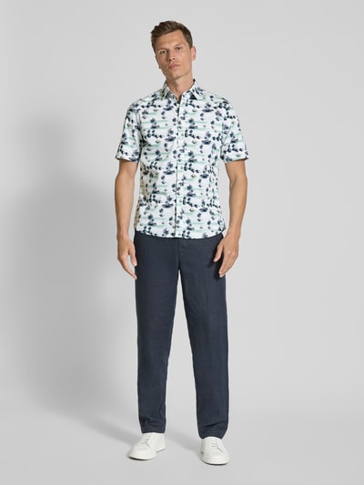 Jake*s Slim Fit Kurzarmhemd mit Kentkragen Sand 1