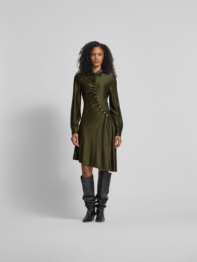 Rabanne Knielanges Kleid mit Knopfleiste Khaki 4