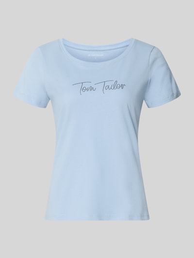 Produktfoto, Regular Fit T-Shirt aus reiner Baumwolle von Tom Tailor in hellblau mit glatter Textur und Rundhalsausschnitt, Damen T-Shirt von Tom Tailor