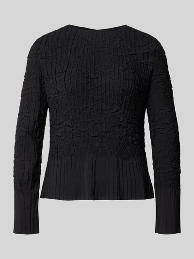 Produktfoto, Regular Fit Langarmbluse in Crinkle-Optik Modell 'BOPPAR' von BOSS in Schwarz, unifarben, plissierte Details, strukturierte Textur