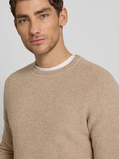 Selected Homme Regular Fit Pullover aus reiner Bio-Baumwolle Modell 'ROSS' Ecru Melange 3