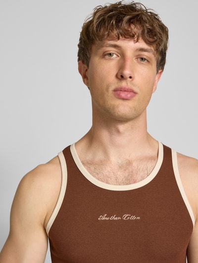 ANOTHER COTTON LAB Tanktop mit leichter Struktur Mittelbraun 3