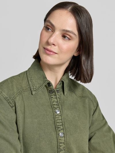 Marc Cain Jeansbluse mit Fransensaum und 1/2-Arm Oliv 3