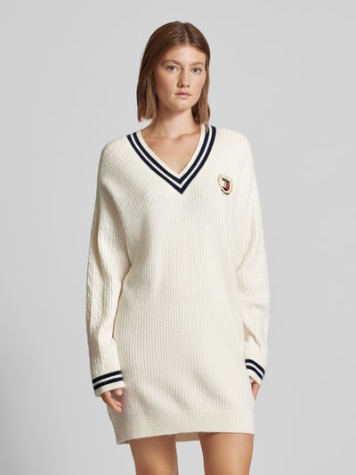 Tommy Jeans Mini-jurk met V-hals, model 'CREST' Offwhite - 4