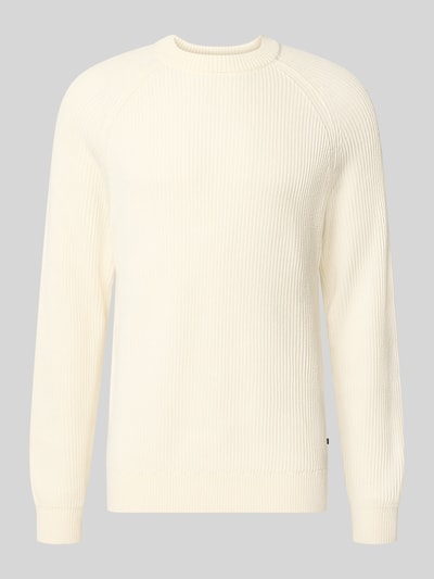 Produktfoto, Regular Fit Pullover aus reiner Baumwolle Modell 'Hellson' von Matinique in Creme mit Strick-Optik, elastische Abschlüsse, neutraler Hintergrund