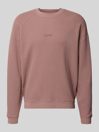 Produktfoto, Regular Fit Sweatshirt aus reiner Baumwolle Modell 'DAFFLYN' von HUGO in Altrosa, Jacquard-Struktur, Rundhals, Label-Stitching, unifarben.