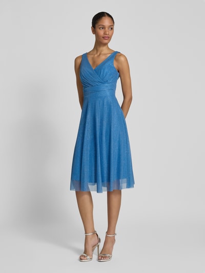 TROYDEN COLLECTION Cocktailjurk in wikkellook Bleu - 4