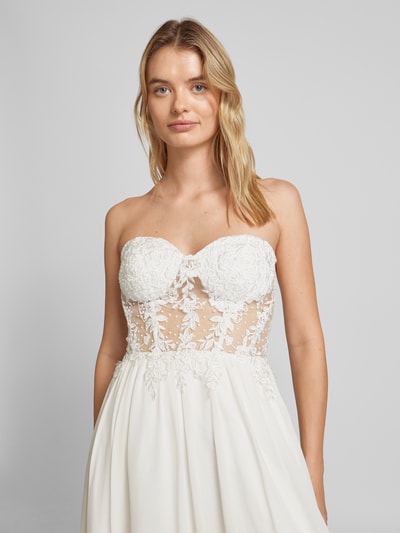 Unique Off shoulder-bruidsjurk met bloemenborduursels Offwhite - 3