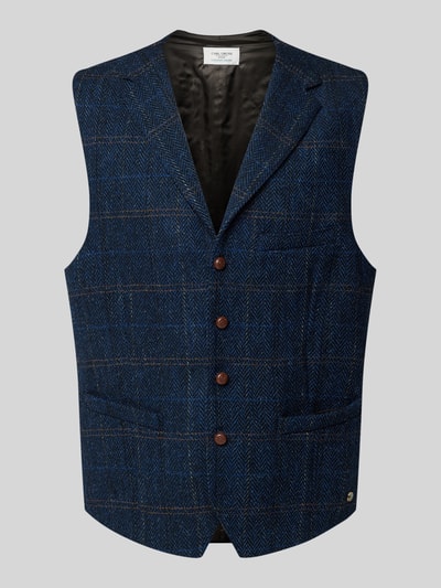 Carl Gross Gilet met paspelzak op de borst, model 'Warner' Blauw - 1