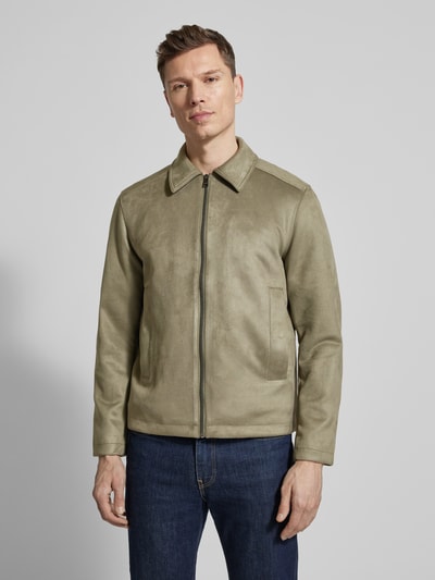 Tom Tailor Denim Kurtka w skórzanym wyglądzie, krój regular fit Oliwkowy 4