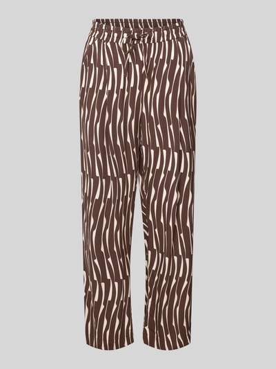 Produktfoto, Wide Leg Stoffhose aus Viskose Modell 'Marou bamboo' von OPUS im Allover-Look mit elastischem Bund, braun-beige gemustert