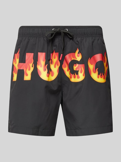 HUGO Badeshorts mit Label-Print Modell 'FUSHI' Black 1