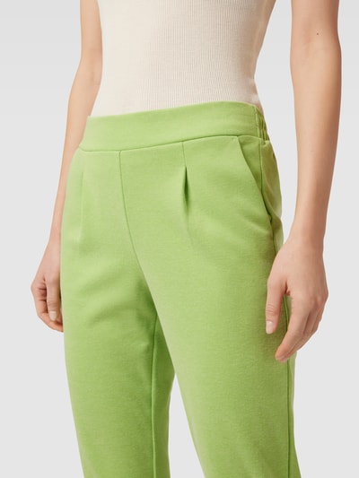 ICHI Stoffen broek met bandplooien Neon groen - 3