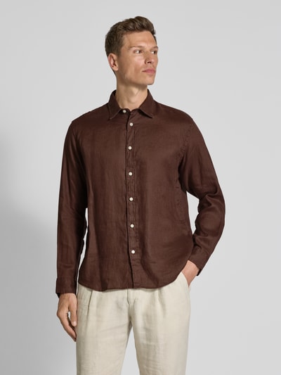 SELECTED HOMME Loose Fit Freizeithemd aus reinem Leinen Modell 'REGKYLIAN' Dunkelbraun 4