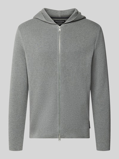 Produktfoto, grauer Regular Fit Pullover aus reiner Baumwolle von Marc O'Polo mit Kapuze, glatte Strickstruktur, Herren Pullover von Marc O'Polo