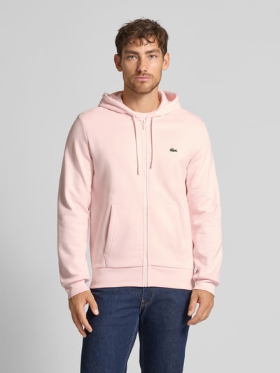 Lacoste Bluza rozpinana o kroju regular fit z mieszanki bawełny  Różowy 4